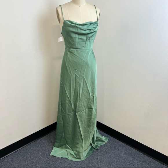 Fame and Partners Rosabel  Maxi green silk dress M75 - Picture 2 of 5